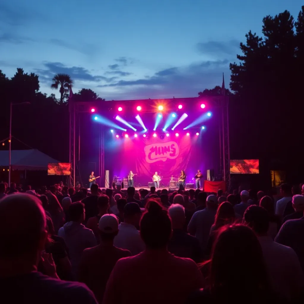 Outdoor concert featuring a country music performance.