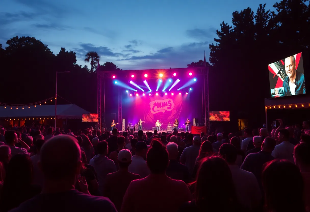 Outdoor concert featuring a country music performance.