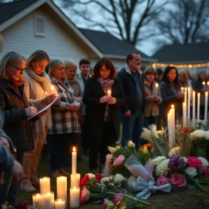 Vigil for Lori Paige with candles and flowers