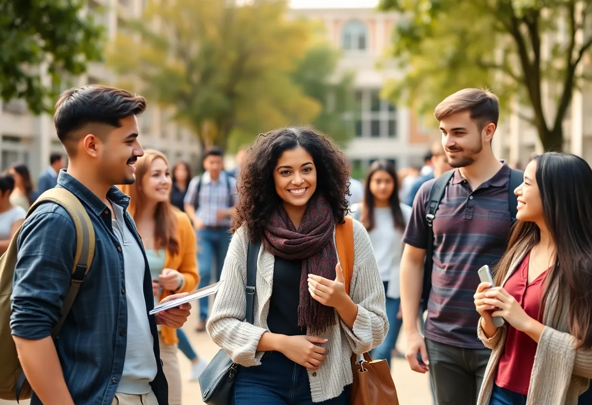 Students discussing on the FAMU campus