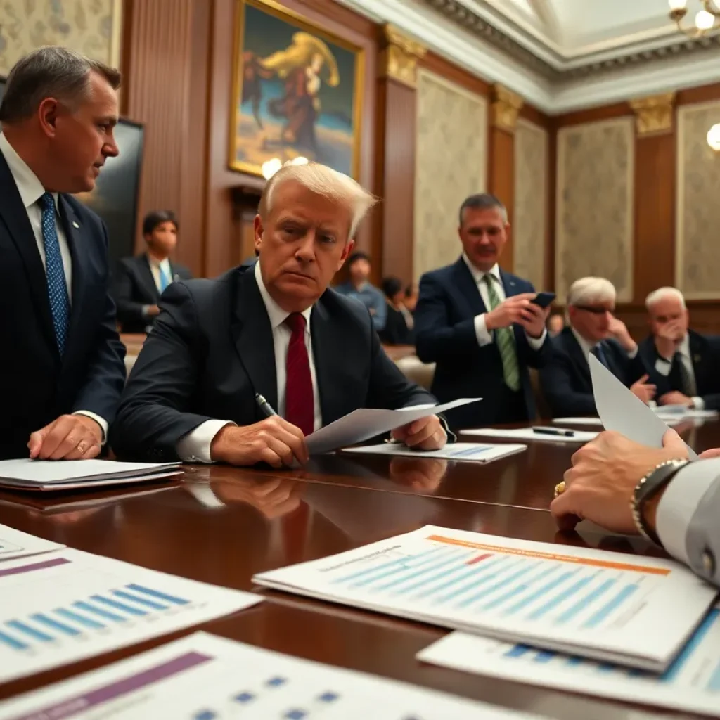 Tense political meeting discussing Florida's budget and agency spending.