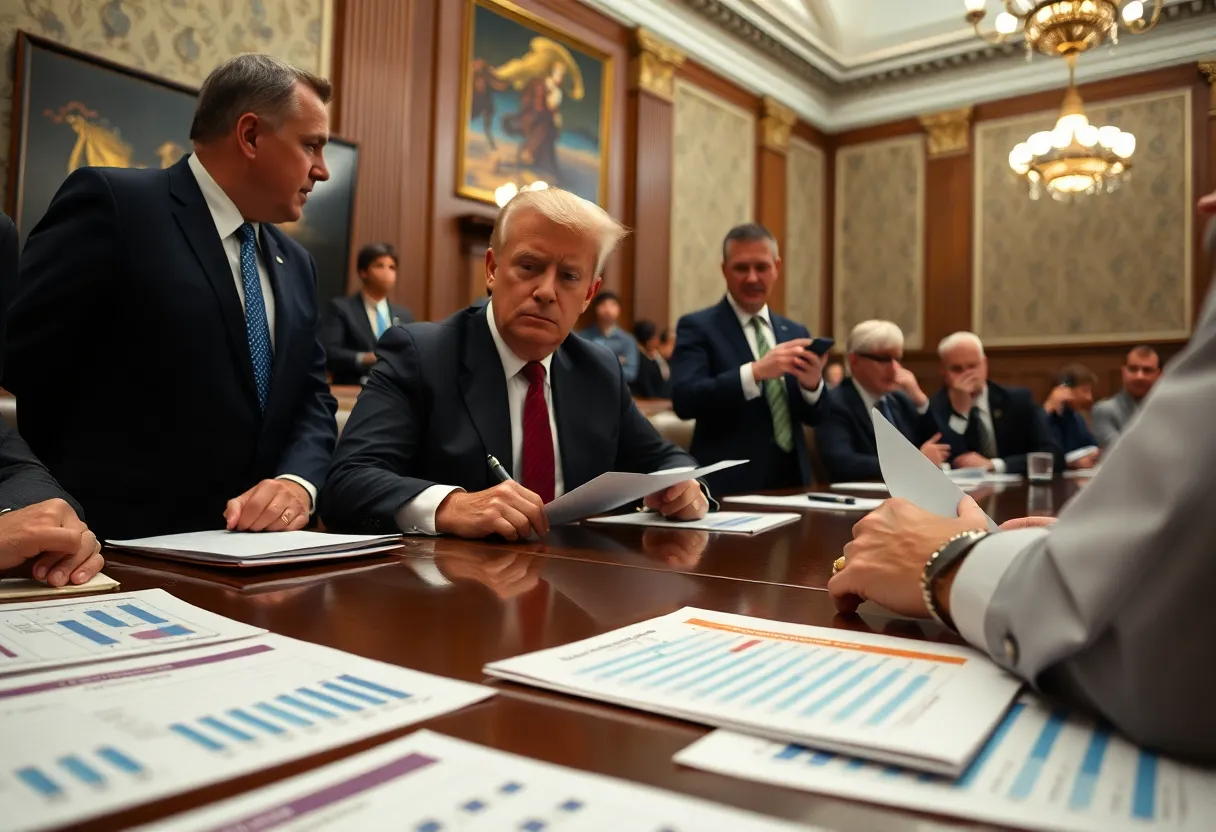 Tense political meeting discussing Florida's budget and agency spending.