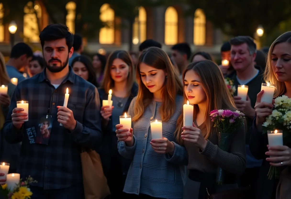 A large group gathered for a vigil at Florida State University honoring the victims of the shooting.