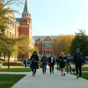 Florida State University campus with students walking