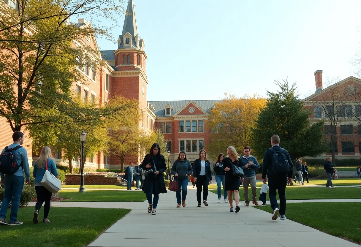 Florida State University campus with students walking