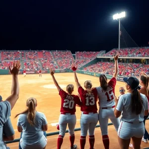 Florida State University softball team celebrating their victory