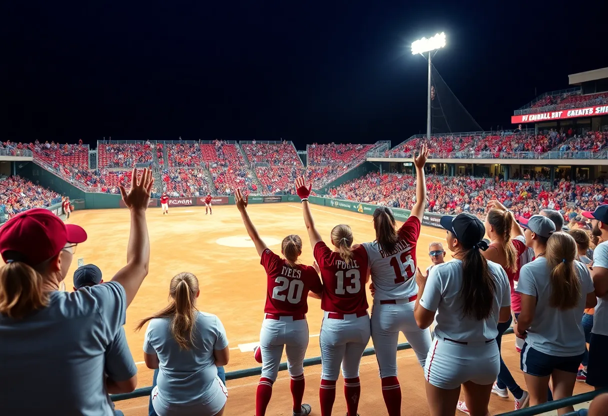 Florida State University softball team celebrating their victory
