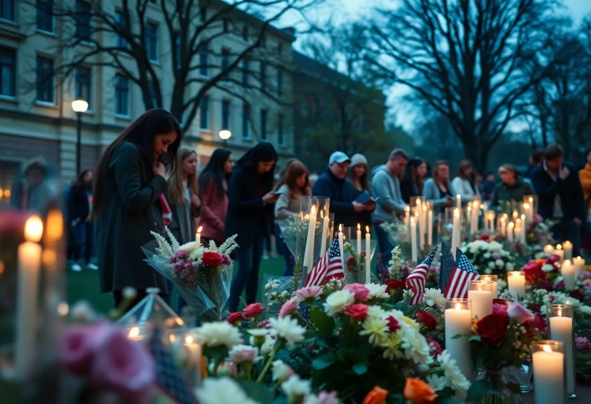 Memorial setup at FSU campus for shooting victims