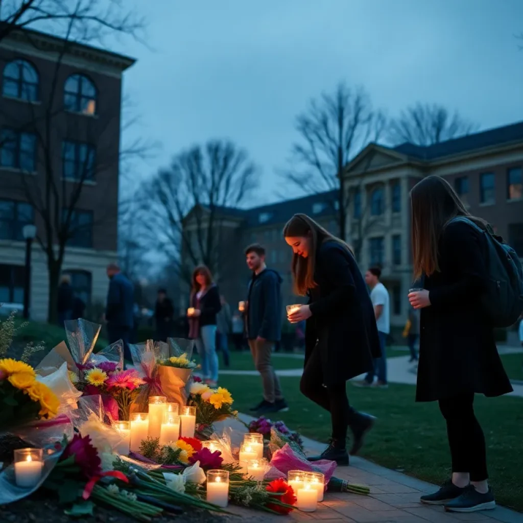 Students gathering for a candlelight vigil at Florida State University
