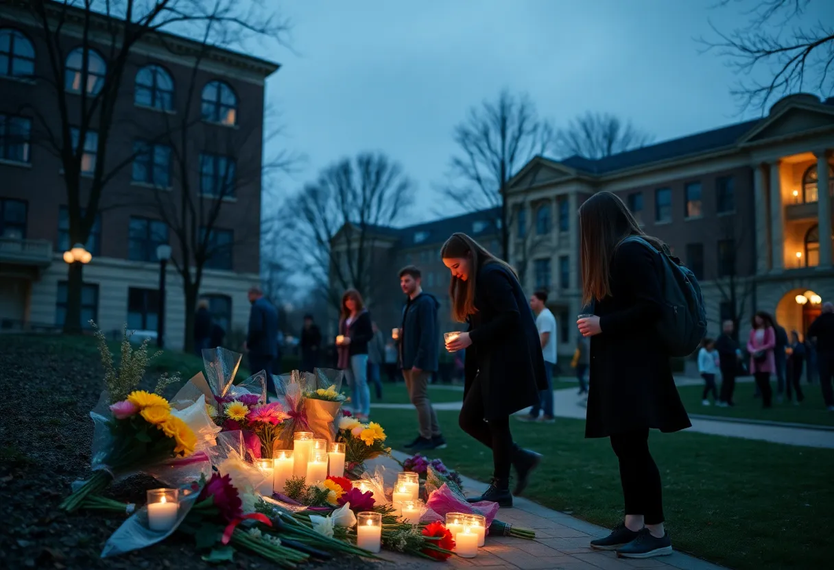 Students gathering for a candlelight vigil at Florida State University