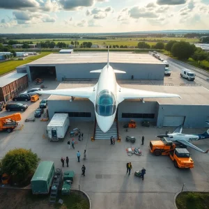 Aerial view of a technology innovation center related to aerospace and defense