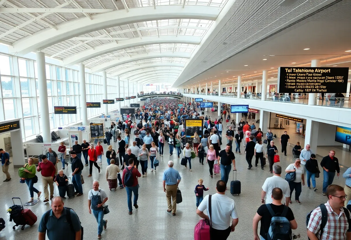 Passengers in the terminal of Tallahassee International Airport