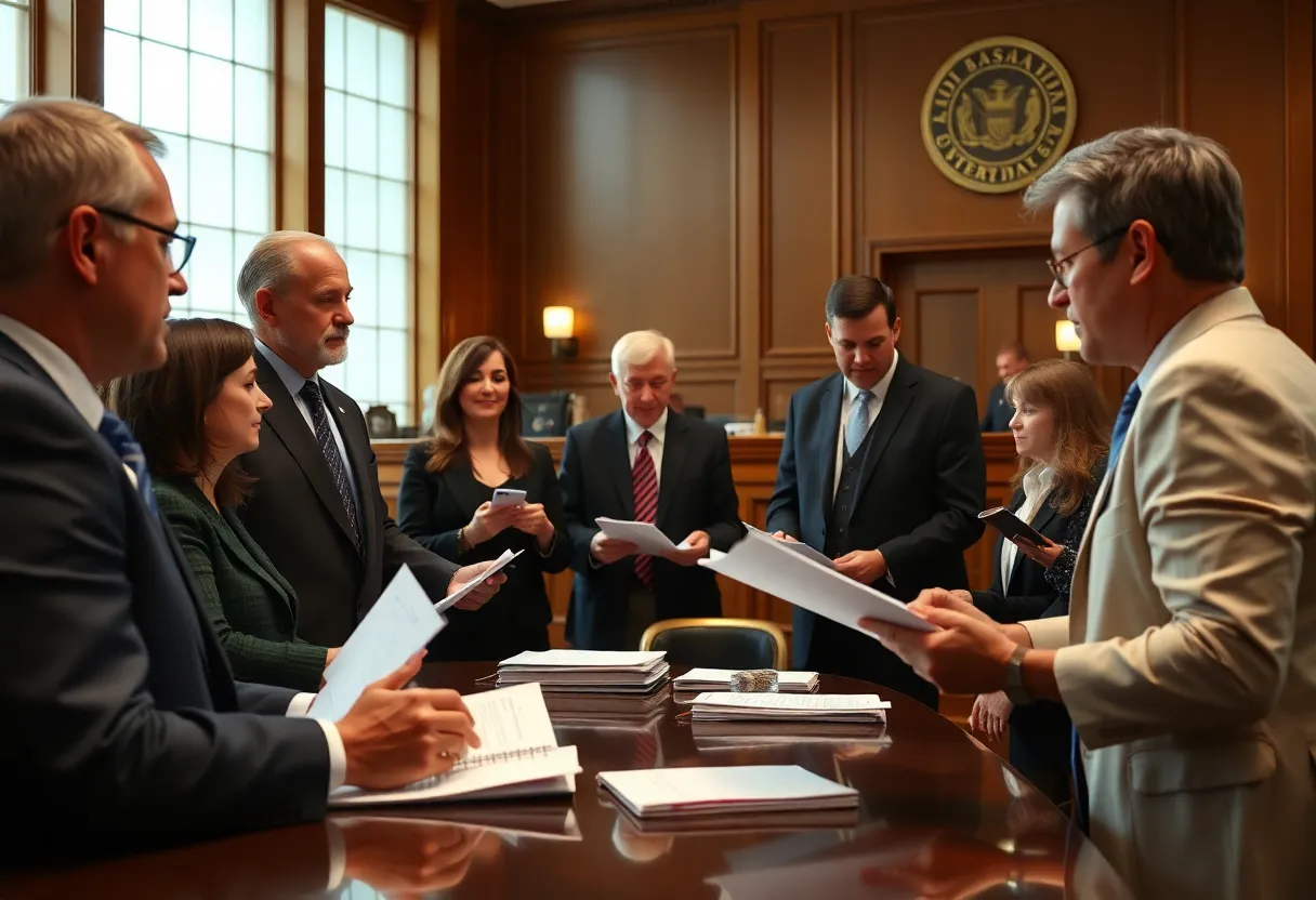 Judicial professionals discussing candidates for circuit judge in Tallahassee.