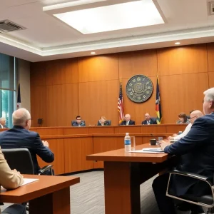 Members of the Tallahassee city commission discussing healthcare governance