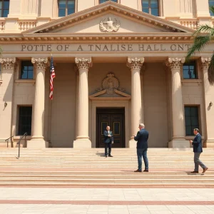 Tallahassee City Hall with legislative discussion in the background