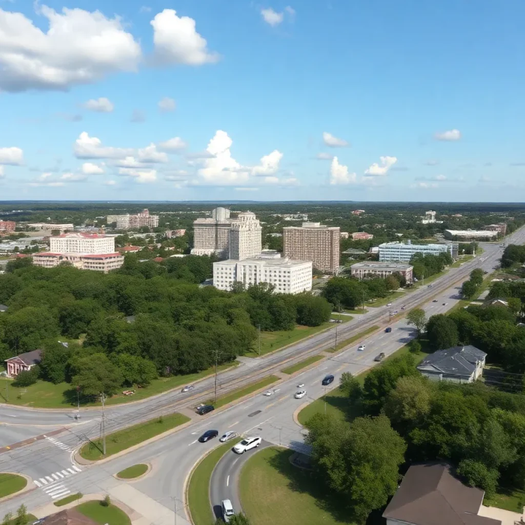 A view of Tallahassee showing urban development and community interaction