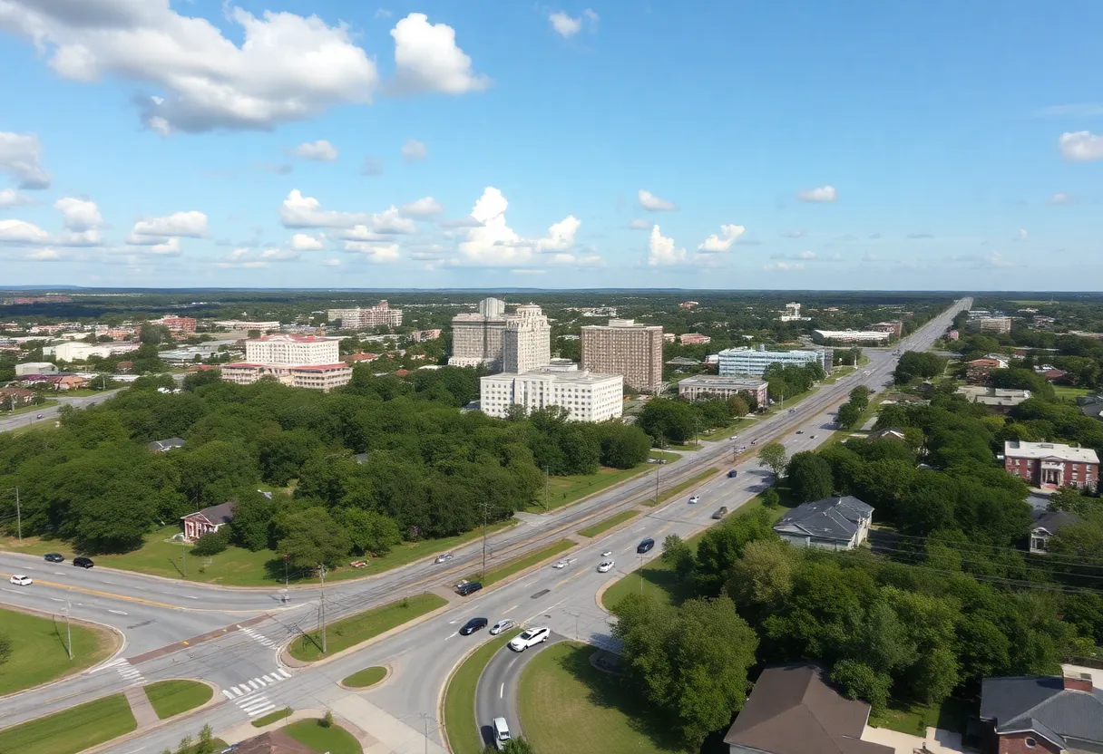 A view of Tallahassee showing urban development and community interaction