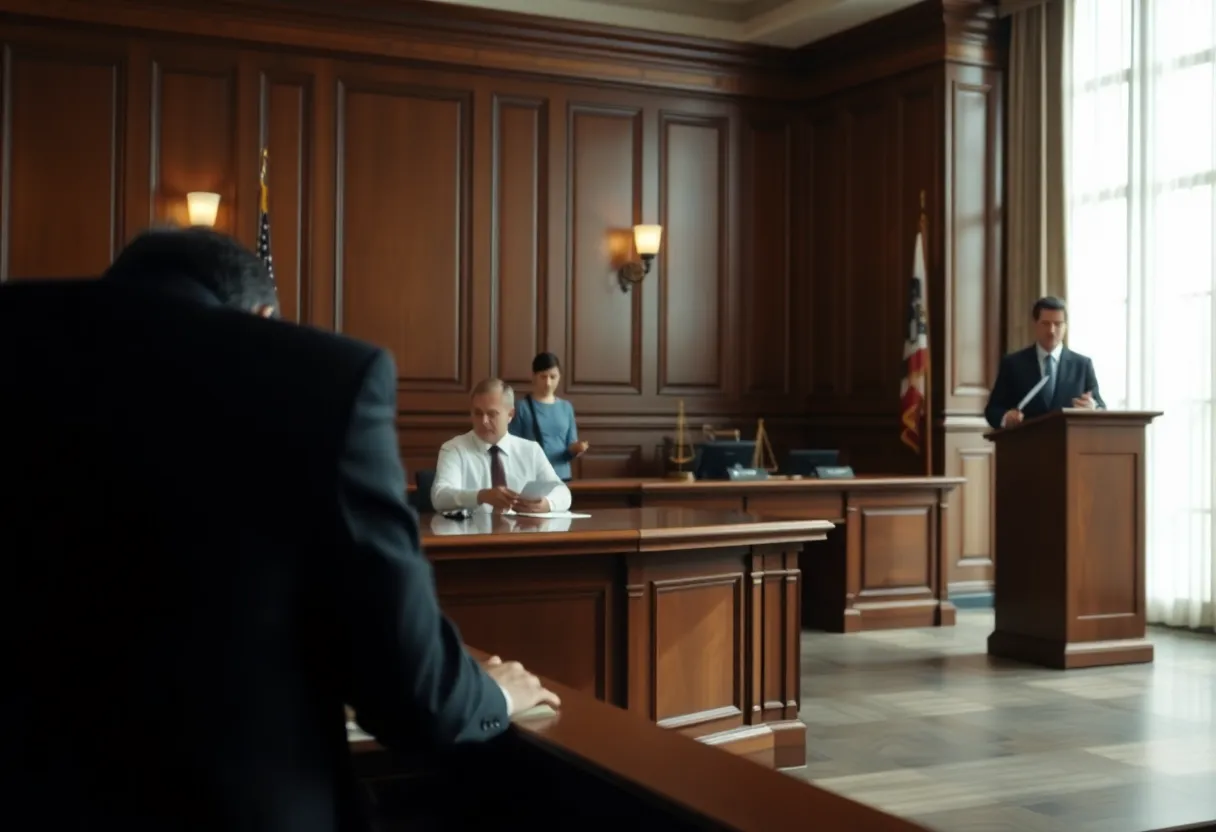 Courtroom with gavel symbolizing justice