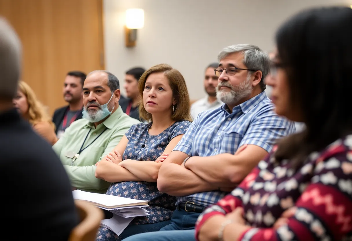 Residents expressing concerns at a city commission meeting