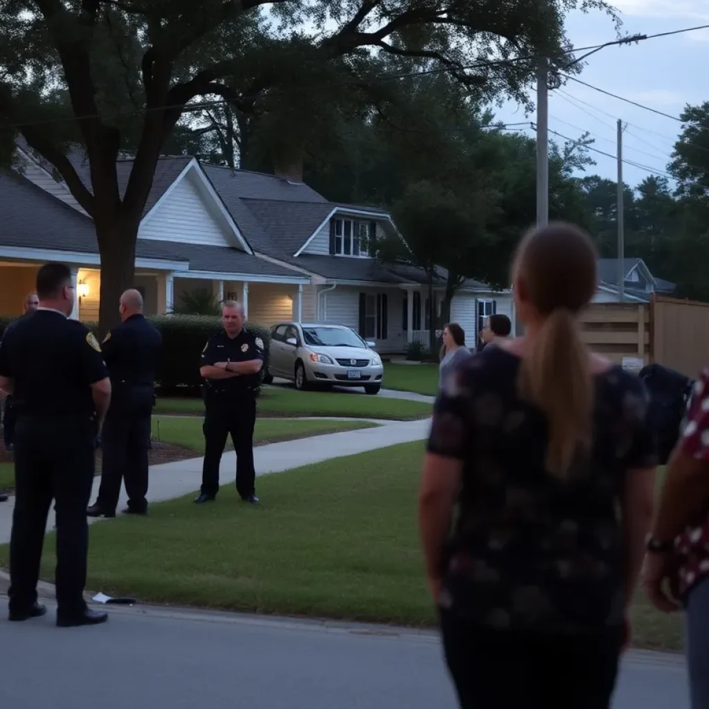 Police officers and community members at the scene of a mental health crisis in Tallahassee.