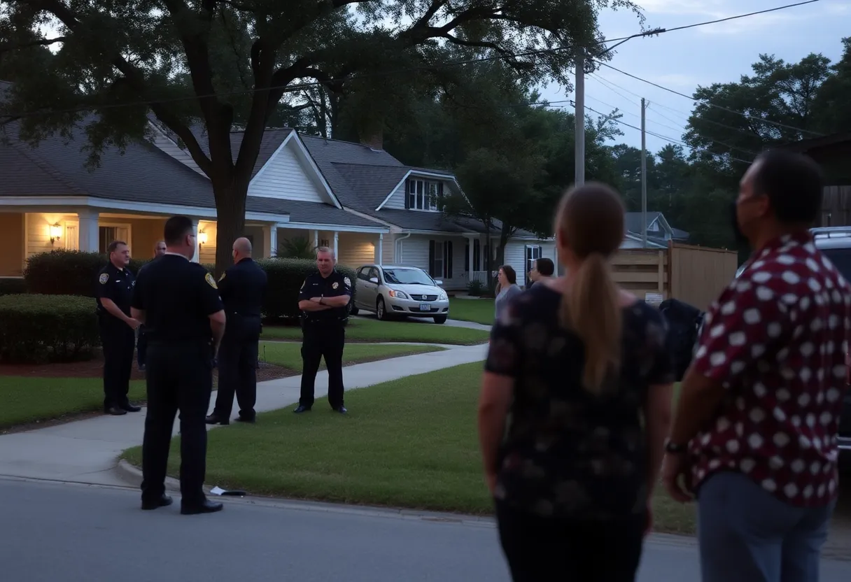 Police officers and community members at the scene of a mental health crisis in Tallahassee.
