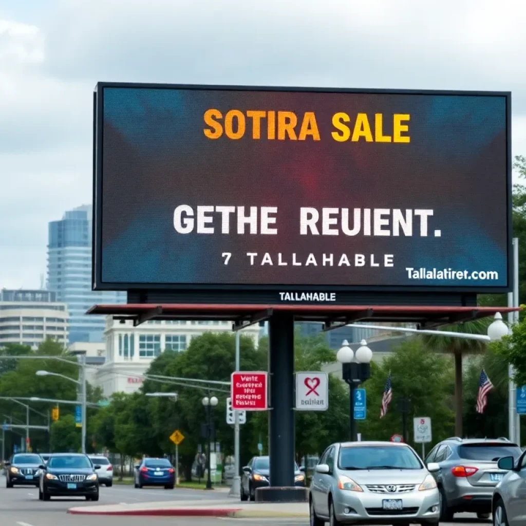 Digital billboard in Tallahassee showing 'Not For Sale' message about TMH