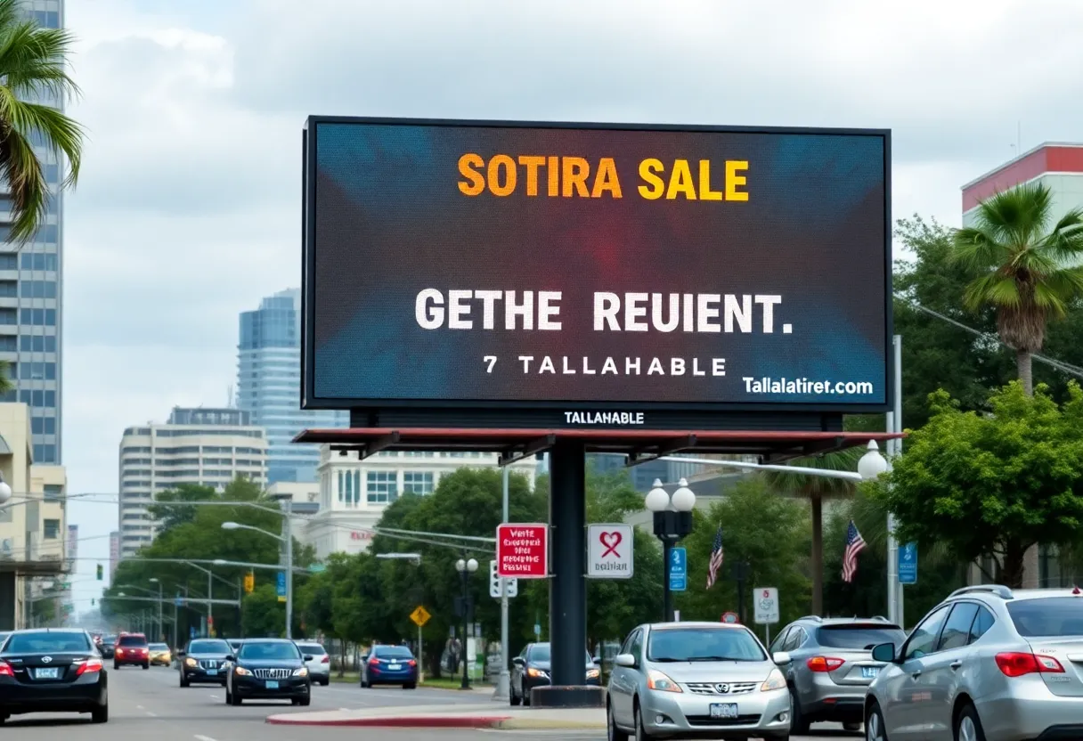 Digital billboard in Tallahassee showing 'Not For Sale' message about TMH