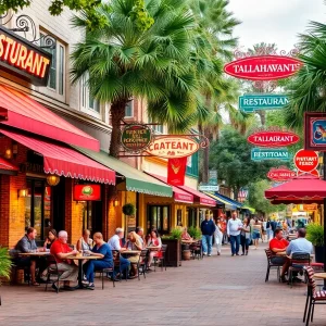 Outdoor dining scene of restaurants in Tallahassee