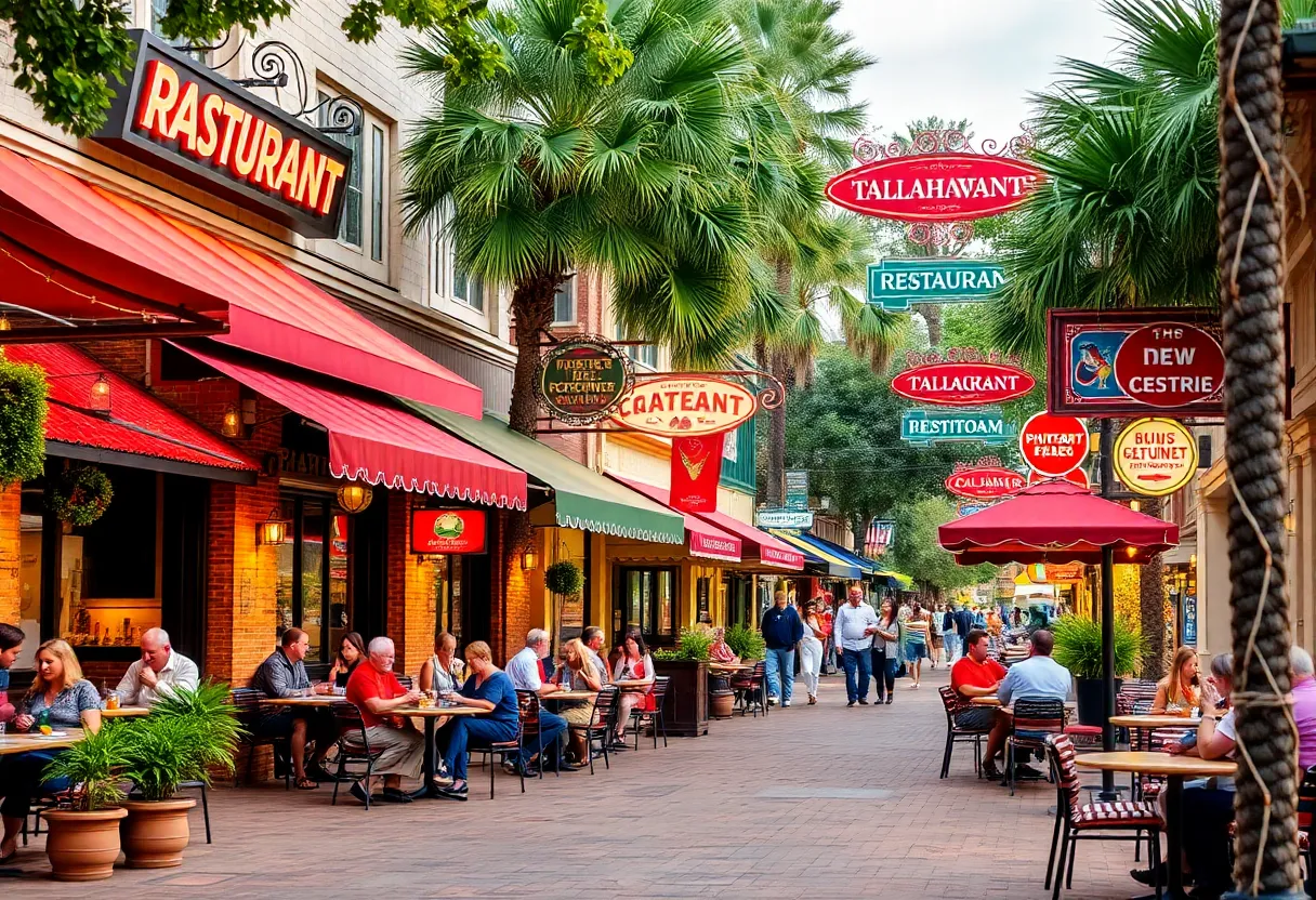 Outdoor dining scene of restaurants in Tallahassee