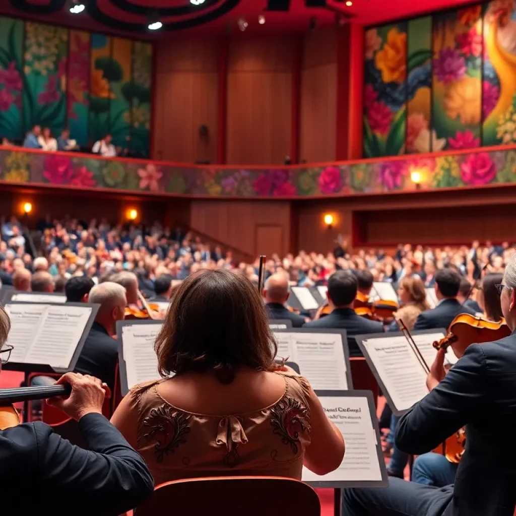 Orchestra performing at the Tallahassee Symphony concert titled 'Nostalgia and Nature'.