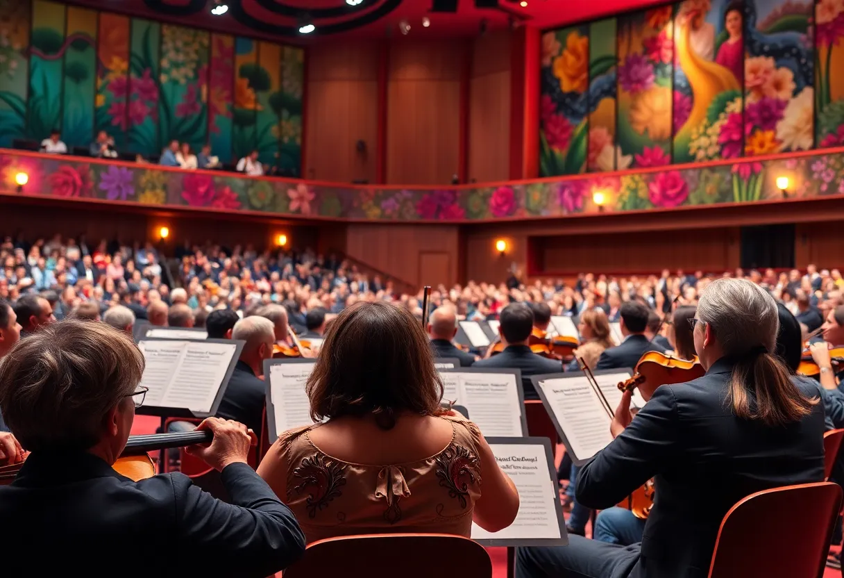 Orchestra performing at the Tallahassee Symphony concert titled 'Nostalgia and Nature'.