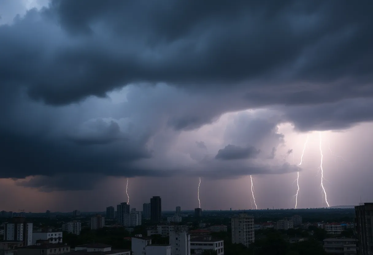 Thunderstorm clouds over Tallahassee before severe weather