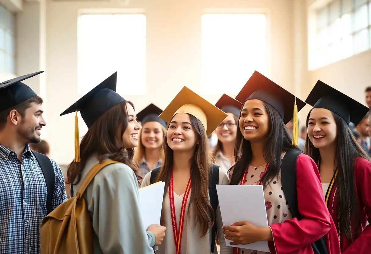 Students celebrating their academic achievements at graduation