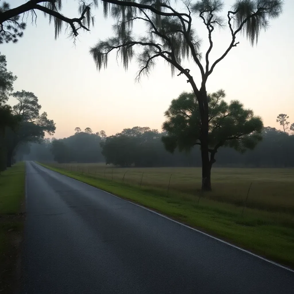 A peaceful view of Wakulla County, evoking a sense of mourning.