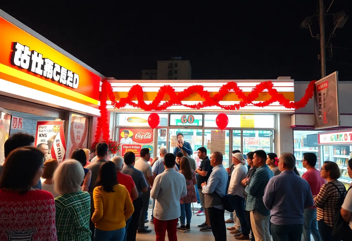 Crowd waiting outside Wawa in Tallahassee during the grand opening