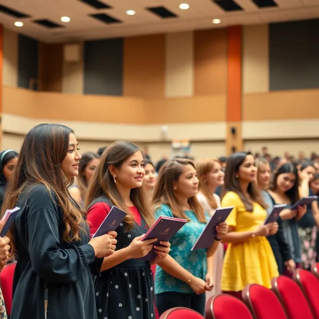 Students celebrating at the Best & Brightest Awards ceremony
