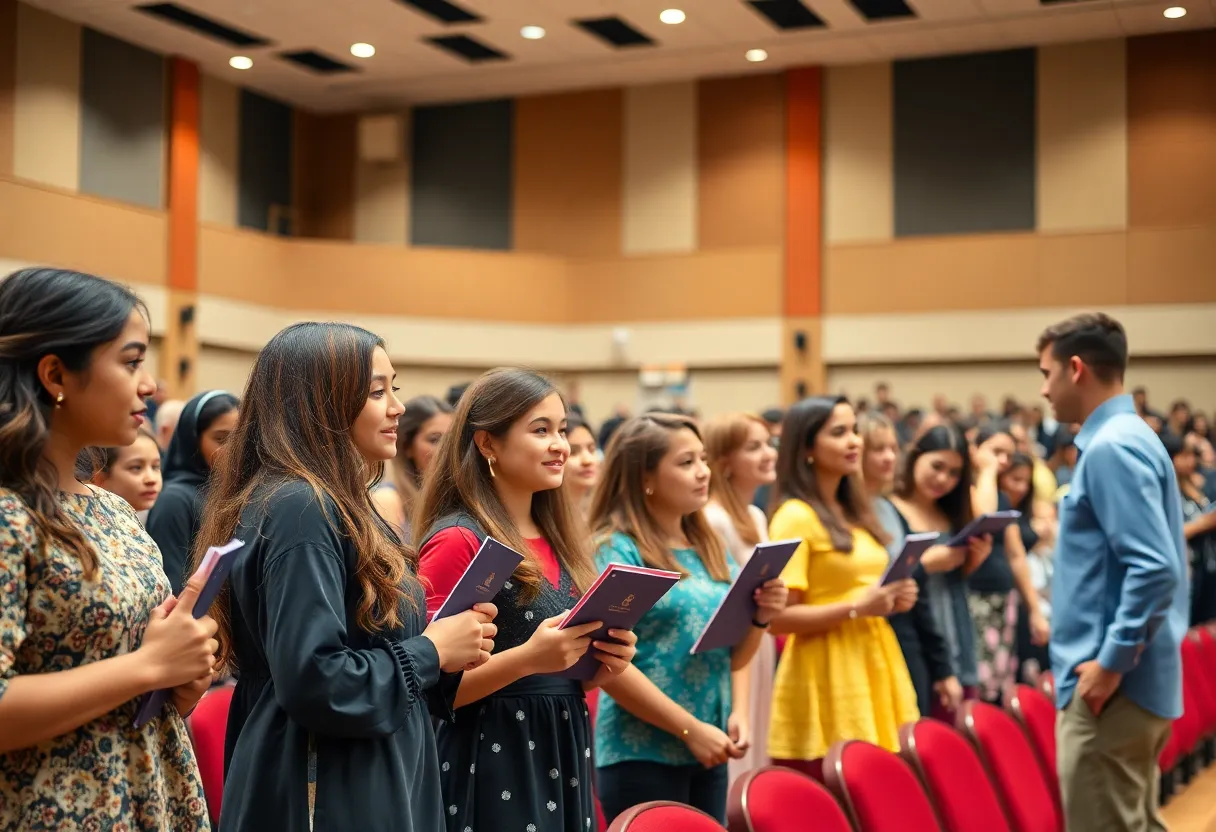Students celebrating at the Best & Brightest Awards ceremony