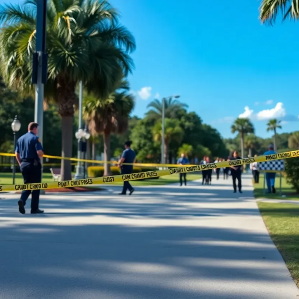 Investigators at Cascades Park after a shooting incident