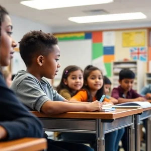Students engaged in learning in a charter school classroom