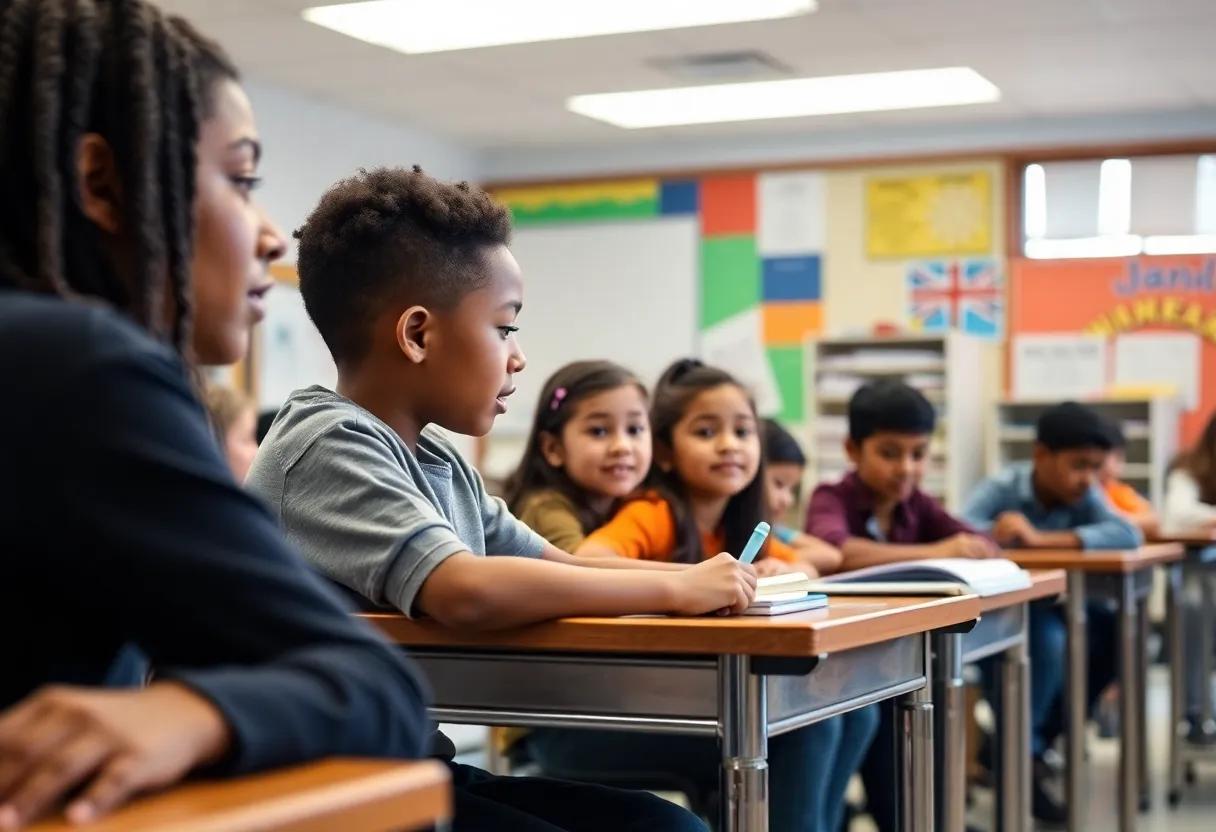 Students engaged in learning in a charter school classroom