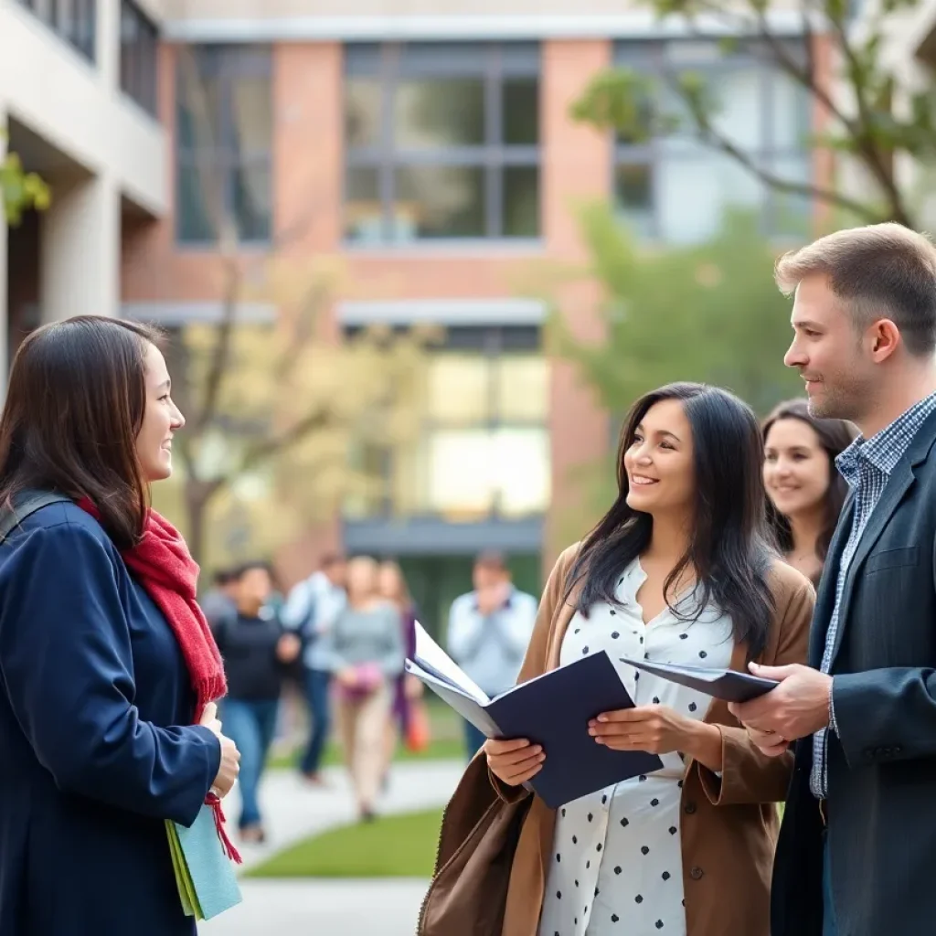 Students and faculty discussing on Florida A&M University campus