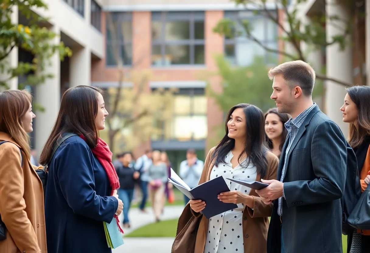 Students and faculty discussing on Florida A&M University campus