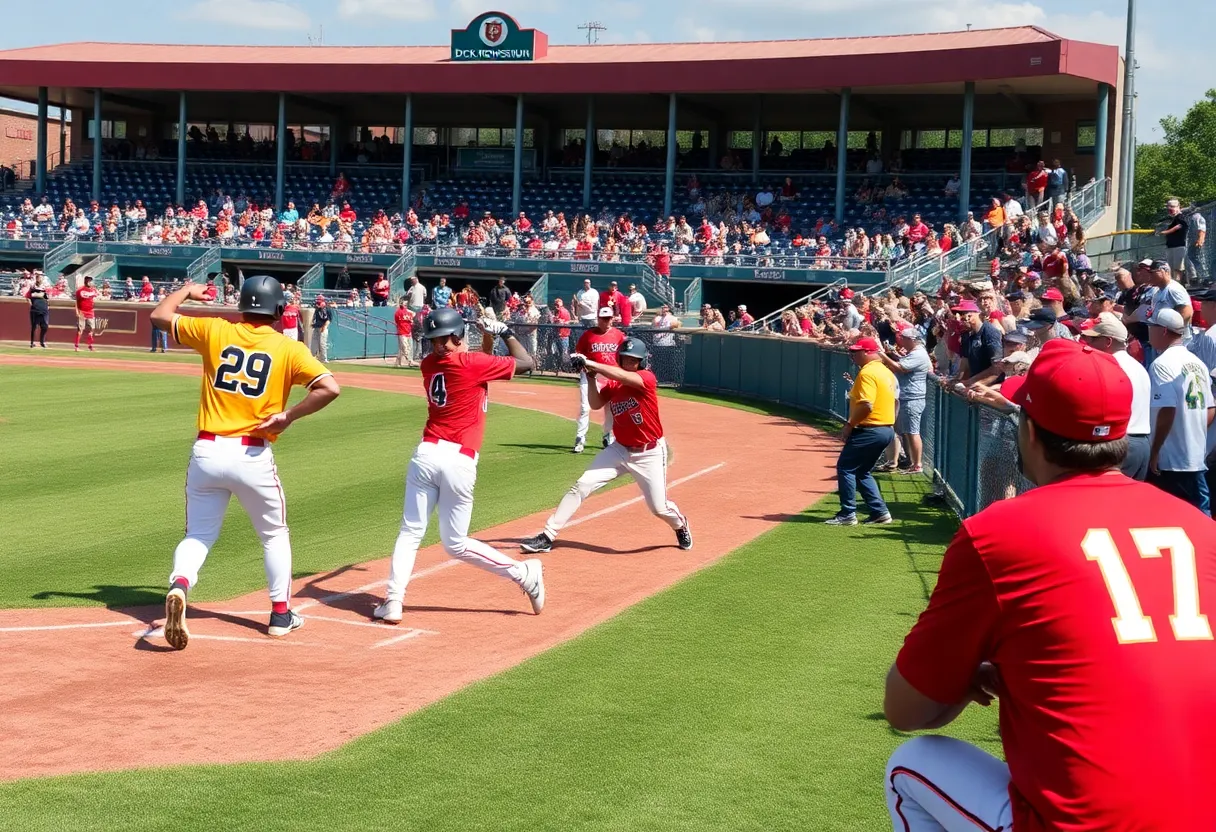 Florida State baseball players in action during a game against Clemson