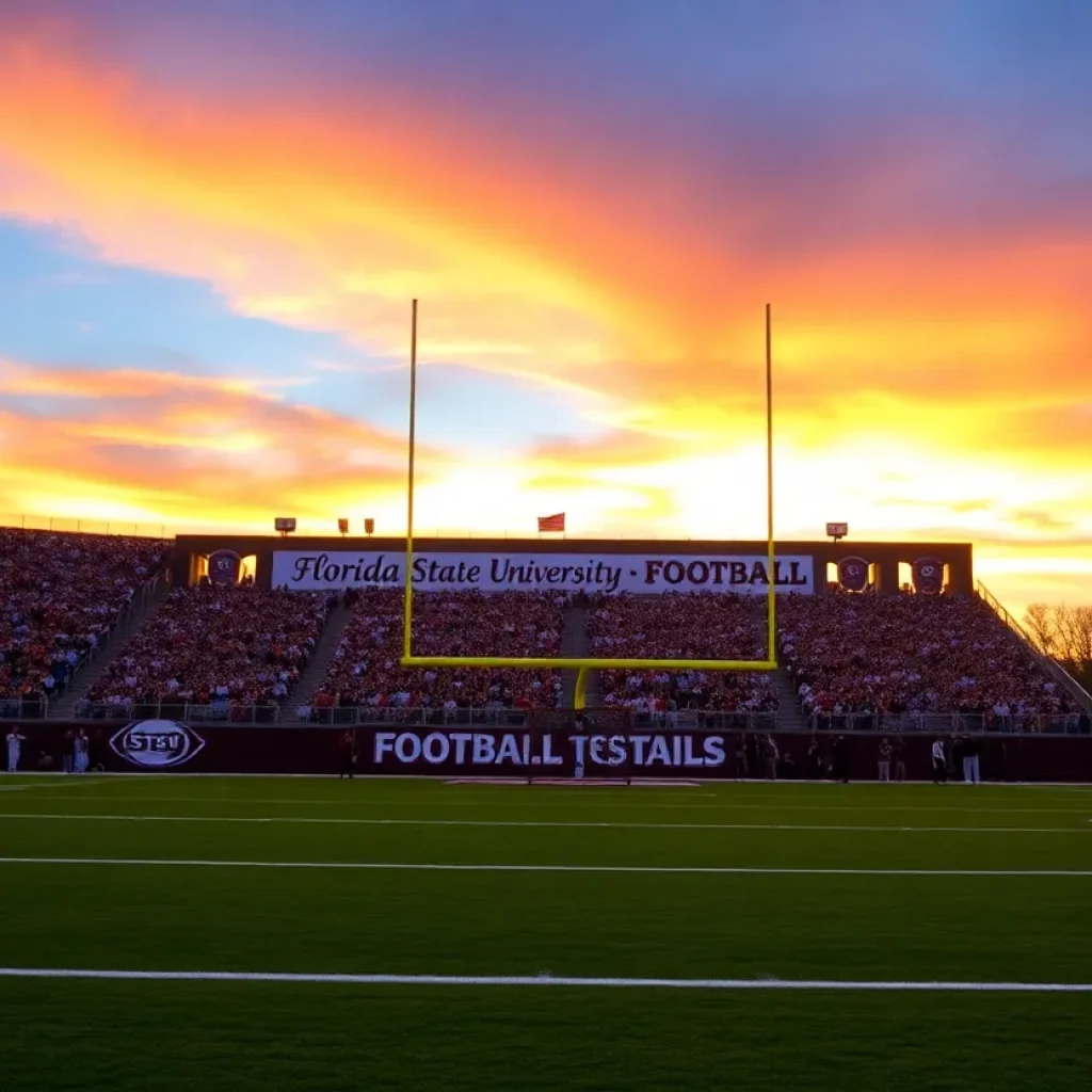 Excited crowd cheering at Florida State University football game