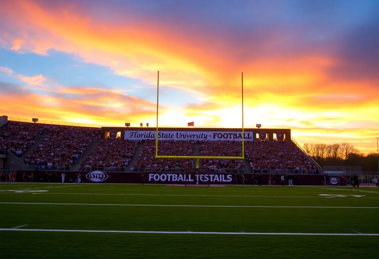 Excited crowd cheering at Florida State University football game