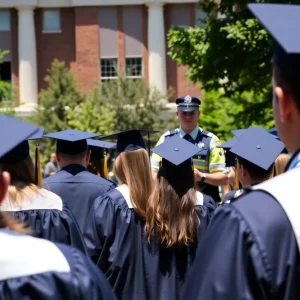 Students in caps and gowns at a Florida university graduation ceremony