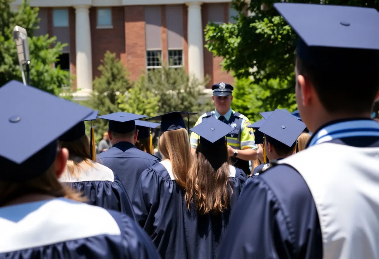 Students in caps and gowns at a Florida university graduation ceremony