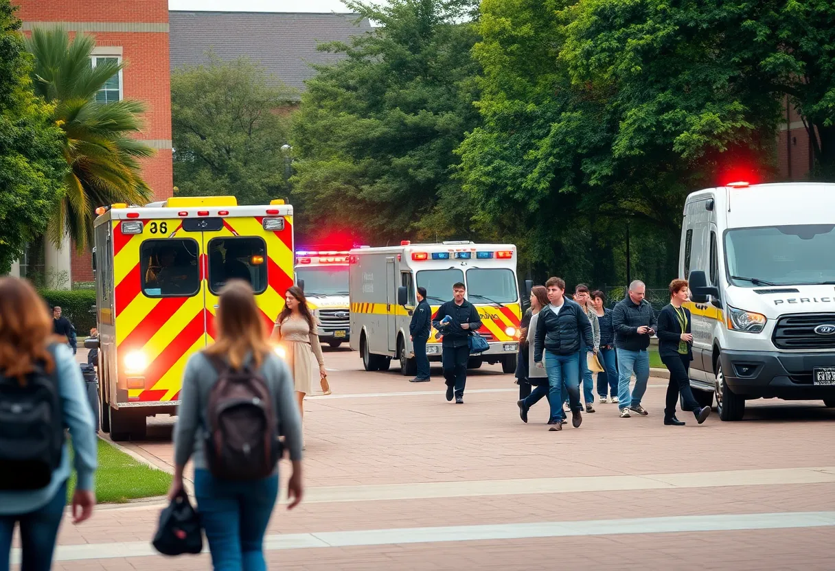 Emergency responders on the Florida State University campus after a shooting incident