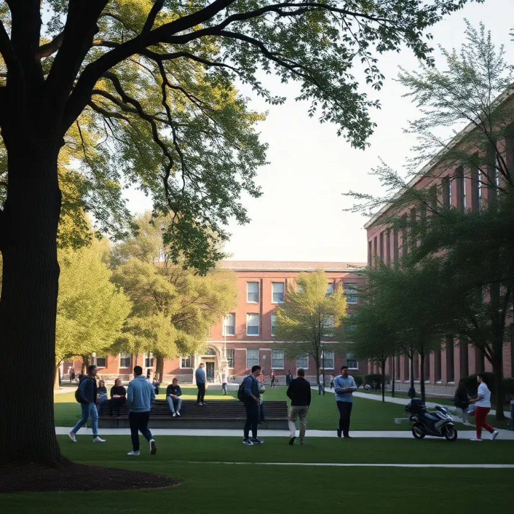 Florida State University campus with students outdoors