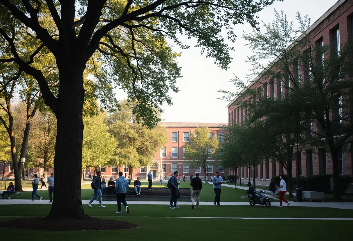 Florida State University campus with students outdoors